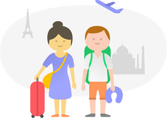 illustratie van een koppel op het vliegveld